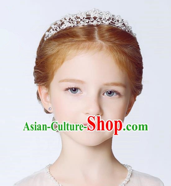 Handmade Children Hair Accessories Crystal Royal Crown, Princess Halloween Model Show Headwear Hair Clasp for Kids