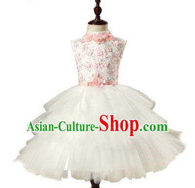 Children Model Show Dance Costume Bubble Veil Dress, Ceremonial Occasions Catwalks Princess Full Dress for Girls