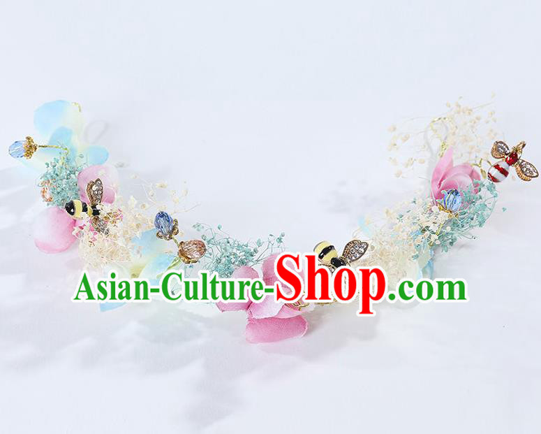 Handmade Children Hair Accessories Flowers Hair Stick, Princess Halloween Model Show Hair Clasp Headwear for Kids