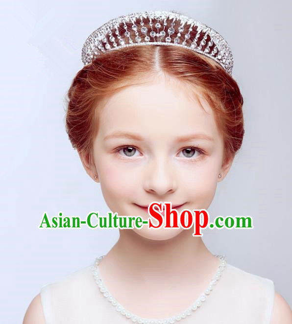Handmade Children Hair Accessories Hair Clasp, Princess Halloween Model Show Royal Crown Headwear for Kids
