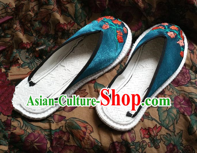 Asian Chinese Shoes Wedding Shoes Green Embroidered Slippers, Traditional China Opera Shoes Hanfu Shoes Embroidered Shoes