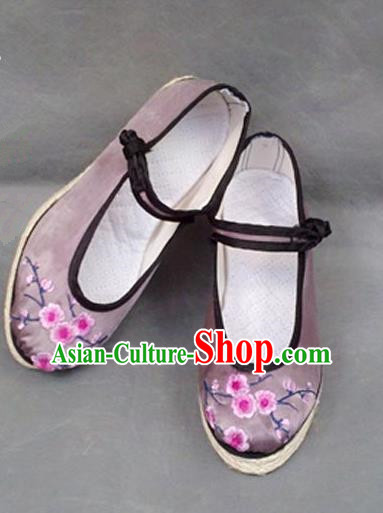 Asian Chinese Shoes Wedding Shoes Embroidered Lilac Shoes, Traditional China Princess Shoes Hanfu Shoes Embroidered Shoes