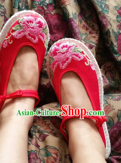 Asian Chinese National Wedding Red Cloth Embroidered Shoes, Traditional China Princess Handmade Shoes Hanfu Shoe for Women