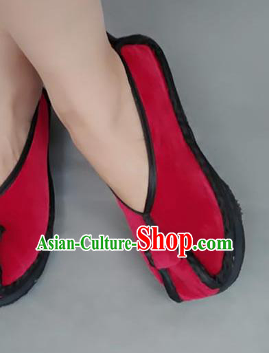 Asian Chinese National Red Velvet Embroidered Shoes, Traditional China Handmade Shoes Hanfu Embroidery Shoes for Women