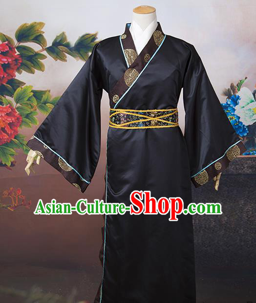 Asian China Ancient Han Dynasty Minister Costume, Traditional Chinese Chancellor Hanfu Embroidered Clothing for Men