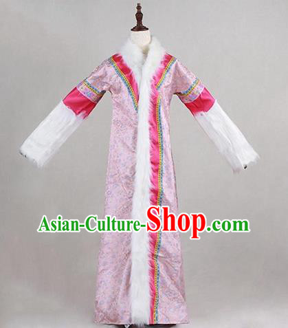 Traditional Ancient Chinese Imperial Consort Costume Pink Cloak, Chinese Qing Dynasty Manchu Lady Embroidered Clothing for Women