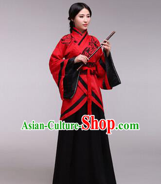 Traditional Ancient Chinese Imperial Consort Costume, Elegant Hanfu Chinese Han Dynasty Imperial Empress Black Embroidered Clothing for Women