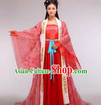 Traditional Ancient Chinese Imperial Consort Costume, Elegant Hanfu Clothing Chinese Tang Dynasty Imperial Empress Tailing Embroidered Clothing for Women