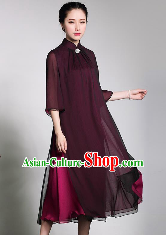 Traditional Chinese National Costume Elegant Hanfu Cheongsam Silk Dress, China Tang Suit Chirpaur Cheong-sam for Women