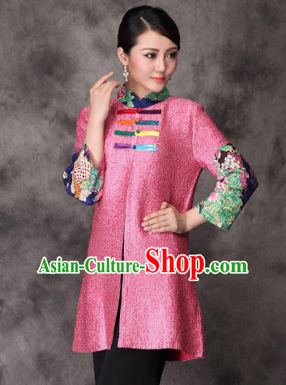 Traditional Chinese National Costume Elegant Hanfu Cheongsam Jacket, China Tang Suit Plated Buttons Chirpaur Coat for Women