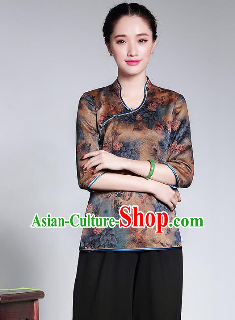 Traditional Ancient Chinese Young Lady Retro Cheongsam Blouse, Asian Republic of China Qipao Tang Suit Upper Outer Garment for Women