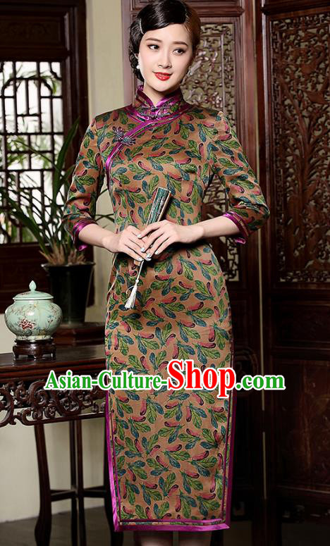 Traditional Chinese National Costume Qipao Watered Gauze Dress, Top Grade Tang Suit Stand Collar Cheongsam for Women