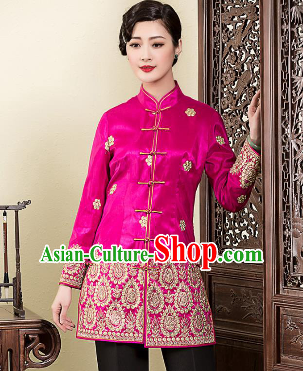 Traditional Ancient Chinese Young Lady Plated Buttons Embroidered Jackets, Asian Republic of China Qipao Tang Suit Coats for Women