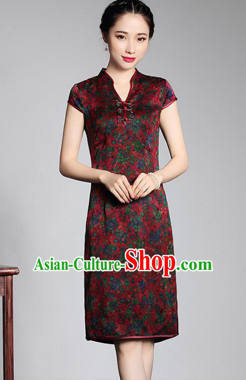 Traditional Ancient Chinese Young Lady Retro Cheongsam Watered Gauze Dress, Asian Republic of China Qipao Tang Suit Clothing for Women