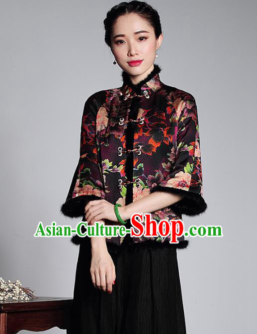 Asian Republic of China Top Grade Plated Buttons Watered Gauze Cheongsam Blouse, Traditional Chinese Tang Suit Qipao Upper Outer Garment for Women