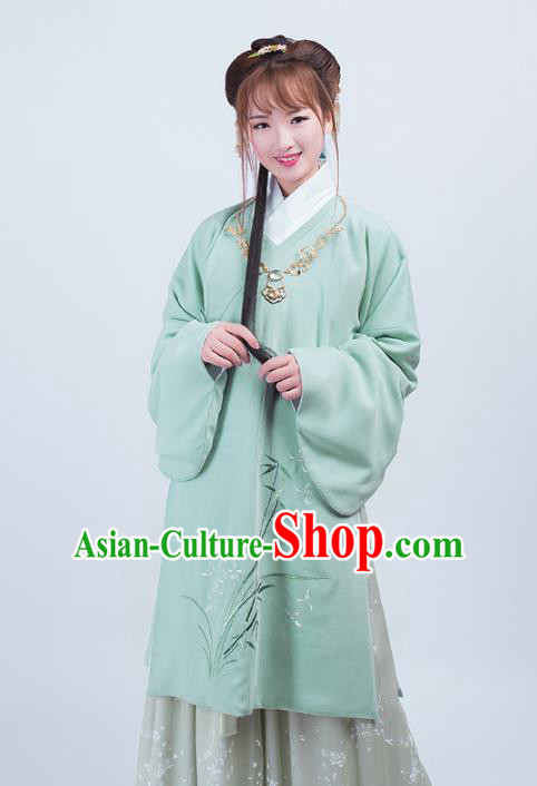 Asian China Ming Dynasty Princess Costume Palace Lady Embroidery Orchids Blouse and Skirt Complete Set