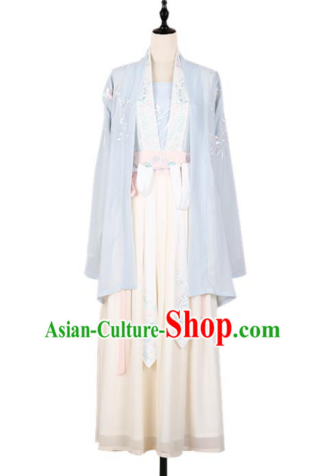 Asian China Song Dynasty Princess Embroidered Costume Complete Set, Traditional Ancient Chinese Palace Lady Embroidery Clothing for Women