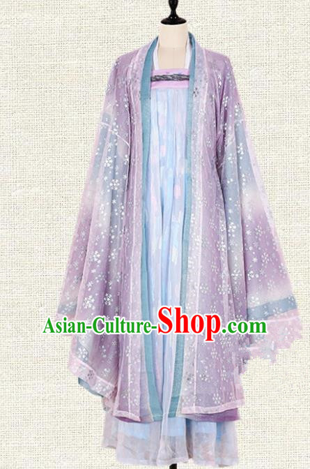 Asian China Tang Dynasty Palace Lady Princess Costume Embroidered Clothing Complete Set, Traditional Ancient Chinese Elegant Hanfu for Women