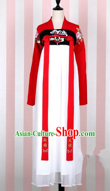 Asian China Tang Dynasty Young Lady Embroidered Costume, Traditional Ancient Chinese Imperial Concubine Elegant Hanfu White Slip Skirt Clothing for Women
