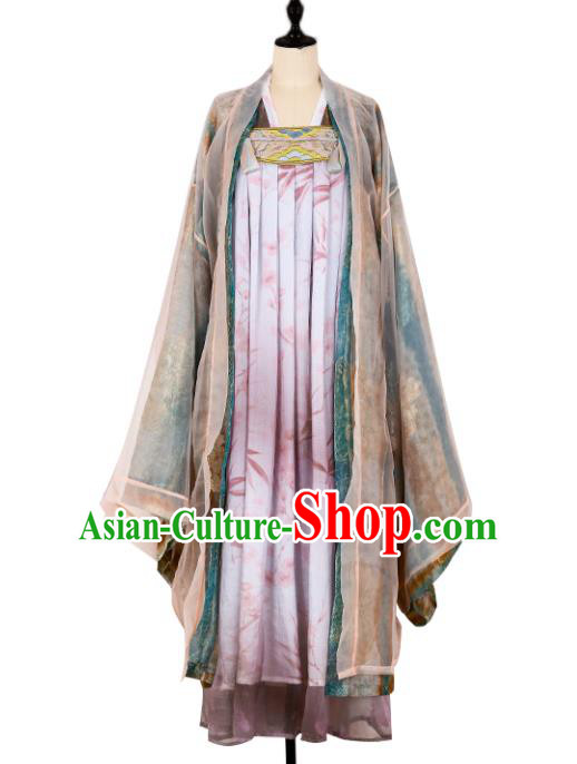 Asian China Tang Dynasty Imperial Concubine Clothing, Traditional Ancient Chinese Palace Princess Hanfu Clothing for Women