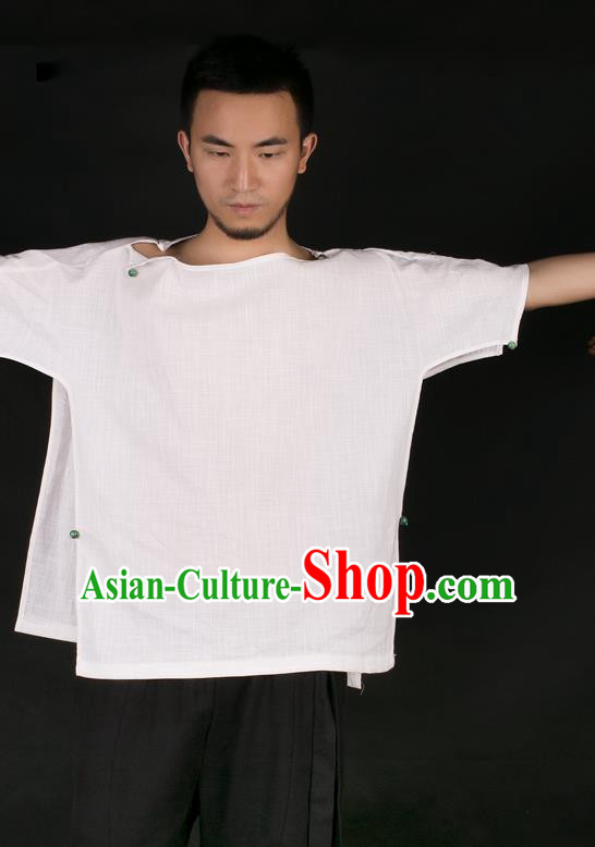 Asian China National Costume Linen Shirt, Traditional Chinese Tang Suit Underwear Clothing for Men