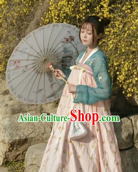 Asian China Tang Dynasty Court Lady Embroidered Costume, Traditional Ancient Chinese Princess Elegant Hanfu Dress Clothing for Women