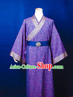 Traditional Ancient Chinese Emperor Costume, Asian Chinese Han Dynasty Majesty Purple Robe Clothing for Men