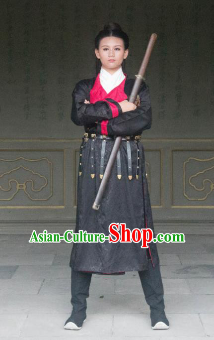 Traditional Ancient Chinese Swordsman Costume, Elegant Hanfu Clothing Chinese Tang Dynasty Imperial Bodyguard Clothing for Men