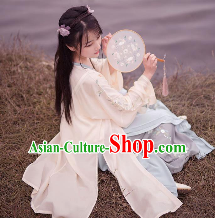 Traditional Ancient Chinese Palace Lady Hanfu Costume Embroidered Blouse and Pants, Asian China Song Dynasty Princess Dress Clothing for Women