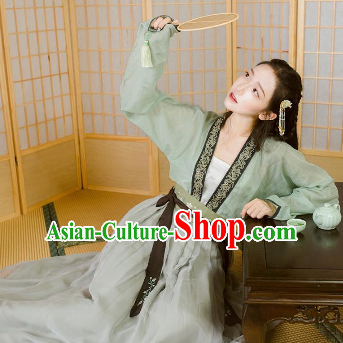 Traditional Chinese Tang Dynasty Palace Lady Hanfu Costume Blouse and Skirt, Asian China Ancient Princess Clothing for Women