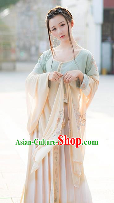 Traditional Chinese Tang Dynasty Palace Lady Hanfu Costume Blouse and Skirt, Asian China Ancient Princess Clothing for Women