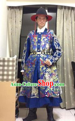 Traditional Chinese Ancient Costume Embroidered Blue Vest, Asian China Ming Dynasty Swordsman Clothing for Men