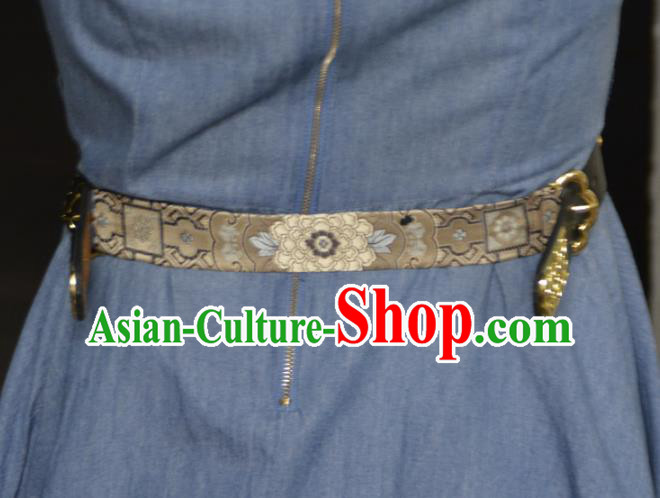 Traditional Ancient Chinese Hanfu Black Belts, Asian China Song Dynasty Imperial Guards Leather Waistband for Men