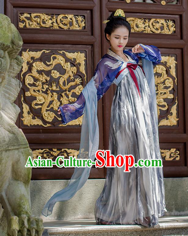 Traditional Chinese Ancient Costume Princess Silk Slip Skirt, Asian China Tang Dynasty Palace Lady Hanfu Dress Clothing for Women