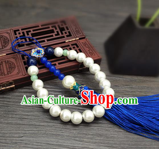 Traditional Handmade Chinese Ancient Classical Qing Dynasty Manchu Queen Pearls Tassel Breastpin Pendant Brooch for Women