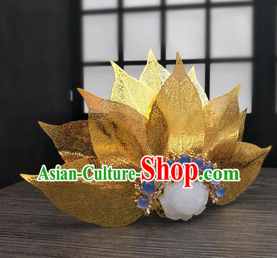 Traditional Handmade Chinese Ancient Classical Hair Accessories Queen Lotus Coronet, Princess Hair Fascinators Hairpins for Women