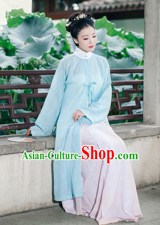 Traditional Chinese Ming Dynasty Imperial Princess Costume, Asian China Ancient Palace Lady Hanfu Silk Blouse and Skirt Clothing for Women