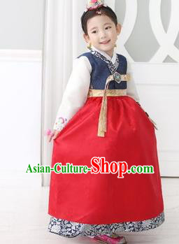 Traditional Korean Costumes Children Full Dress, Palace Lady Formal Attire Ceremonial Clothes, Korea Court Embroidered Clothing for Kids