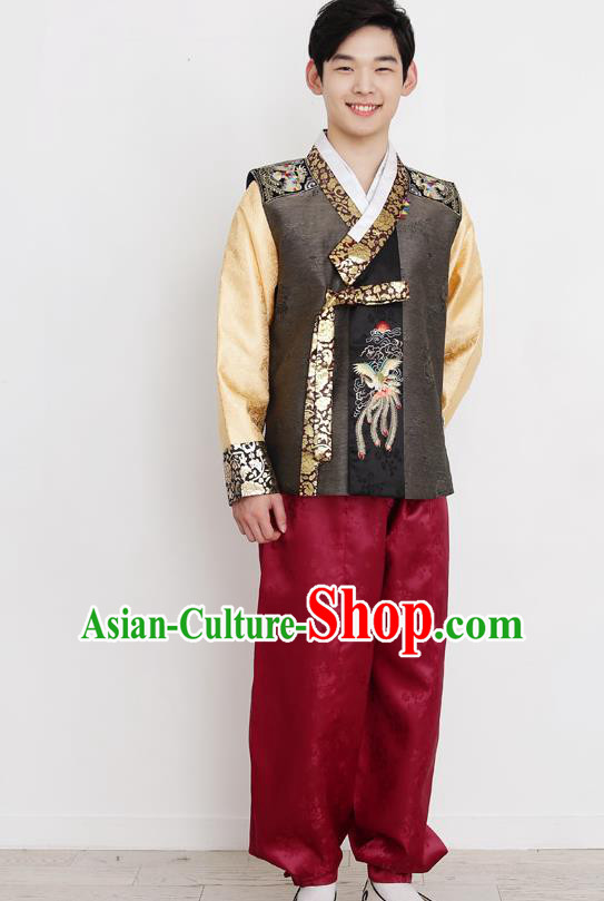 Traditional Korean Costumes Bridegroom Formal Attire Ceremonial Clothes, Korea Hanbok Court Embroidered Clothing for Men
