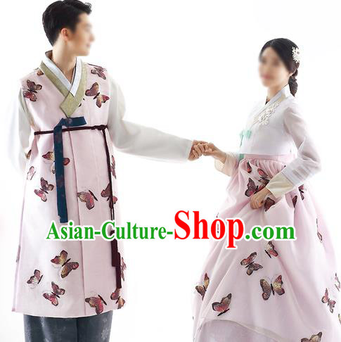 Traditional Korean Costumes Bride and Bridegroom Formal Attire Ceremonial Clothes, Korea Hanbok Court Embroidered Clothing for Women for Men