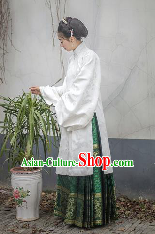 Traditional Chinese Ming Dynasty Imperial Concubine Costume Embroidered Blouse and Skirt, Asian China Ancient Palace Lady Hanfu Clothing for Women
