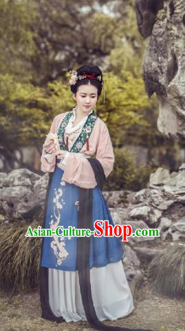 Traditional Chinese Ming Dynasty Nobility Lady Embroidered Costume Complete Set, Asian China Ancient Princess Hanfu Dress Clothing for Women