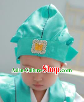 Traditional Korean Hair Accessories Green Baby Hats, Asian Korean Fashion National Boys Headwear for Kids