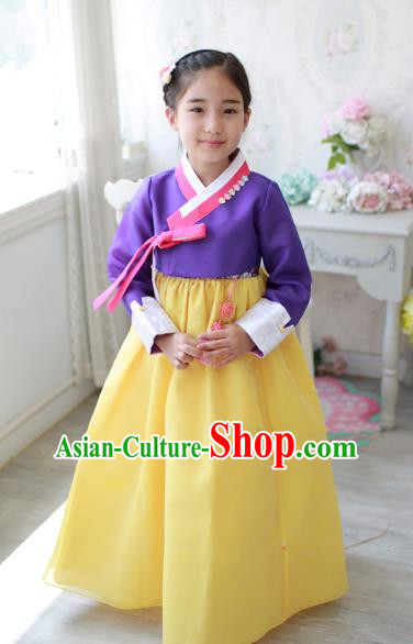 Traditional Korean Handmade Formal Occasions Embroidered Baby Brithday Hanbok Yellow Dress Clothing for Girls