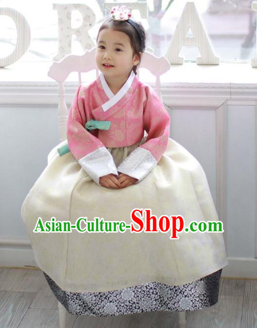 Asian Korean National Traditional Handmade Formal Occasions Costume, Palace Wedding Embroidered White Hanbok Clothing for Girls