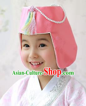 Traditional Korean Hair Accessories Girls Formal Occasions Embroidered Hats, Asian Korean Fashion Headwear for Kids