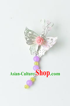 Traditional Korean National Accessories Royal Butterfly Brooch, Asian Korean Fashion Hanbok Breastpin for Girls