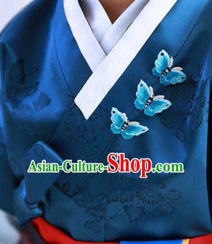 Traditional Korean National Accessories Embroidery Butterfly Brooch, Asian Korean Fashion Hanbok Breastpin for Girls