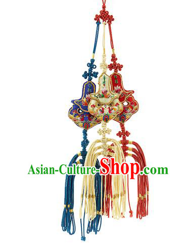 Korean National Accessories Bride Embroidered Waist Pendant, Asian Korean Wedding Hanbok Tassel Palace Taeniasis Waist Decorations for Women