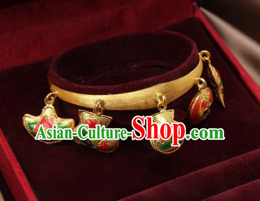 Asian Korean Hanbok Accessories Golden Longevity Bracelet for Baby